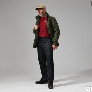 Berghaus Men's Deluge 2.0 Pant Black Waterproof Rain Wind Size Extra Small 29"